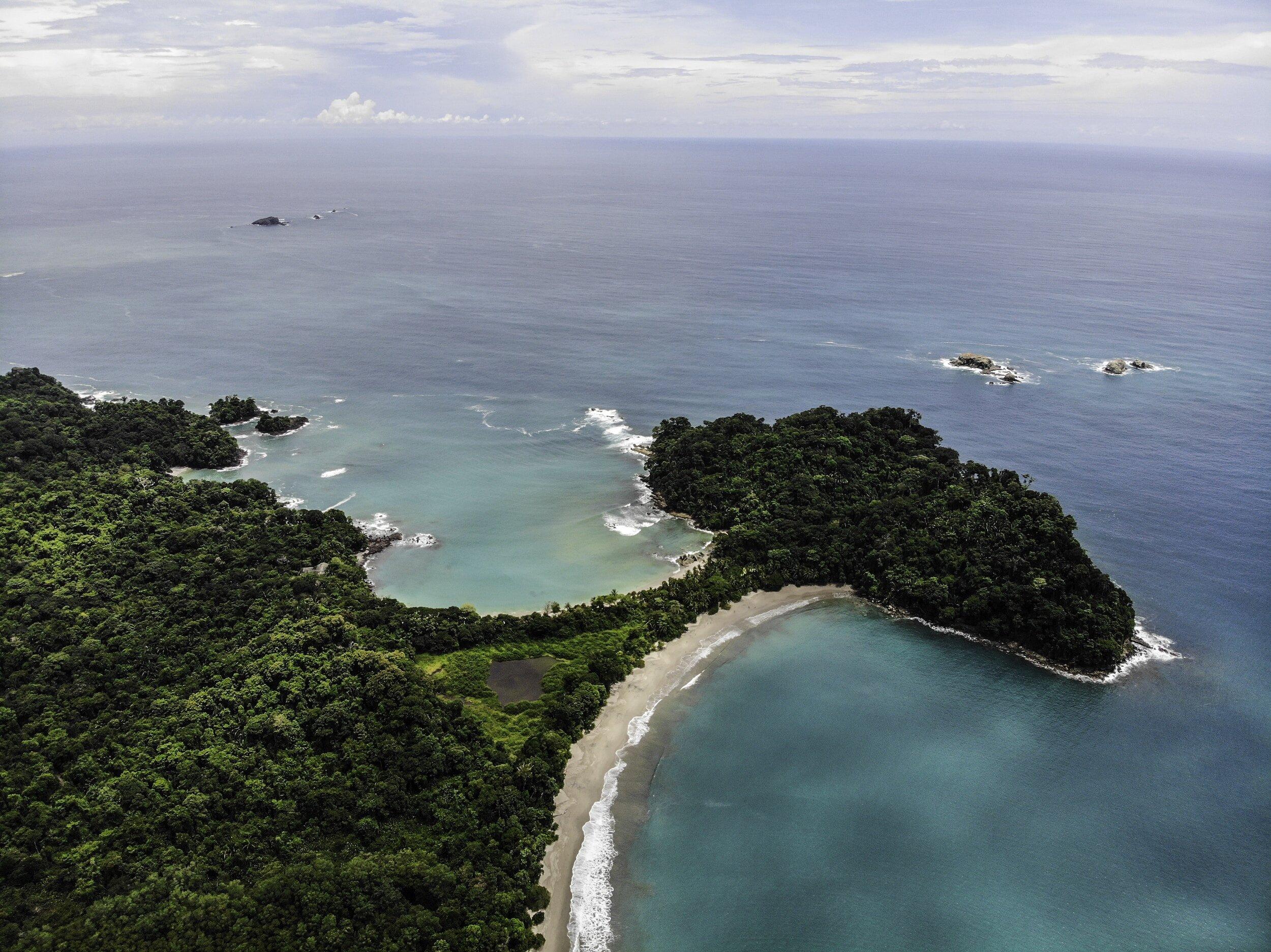 Aerial view of beautiful coastline in Uvita, Costa Rica